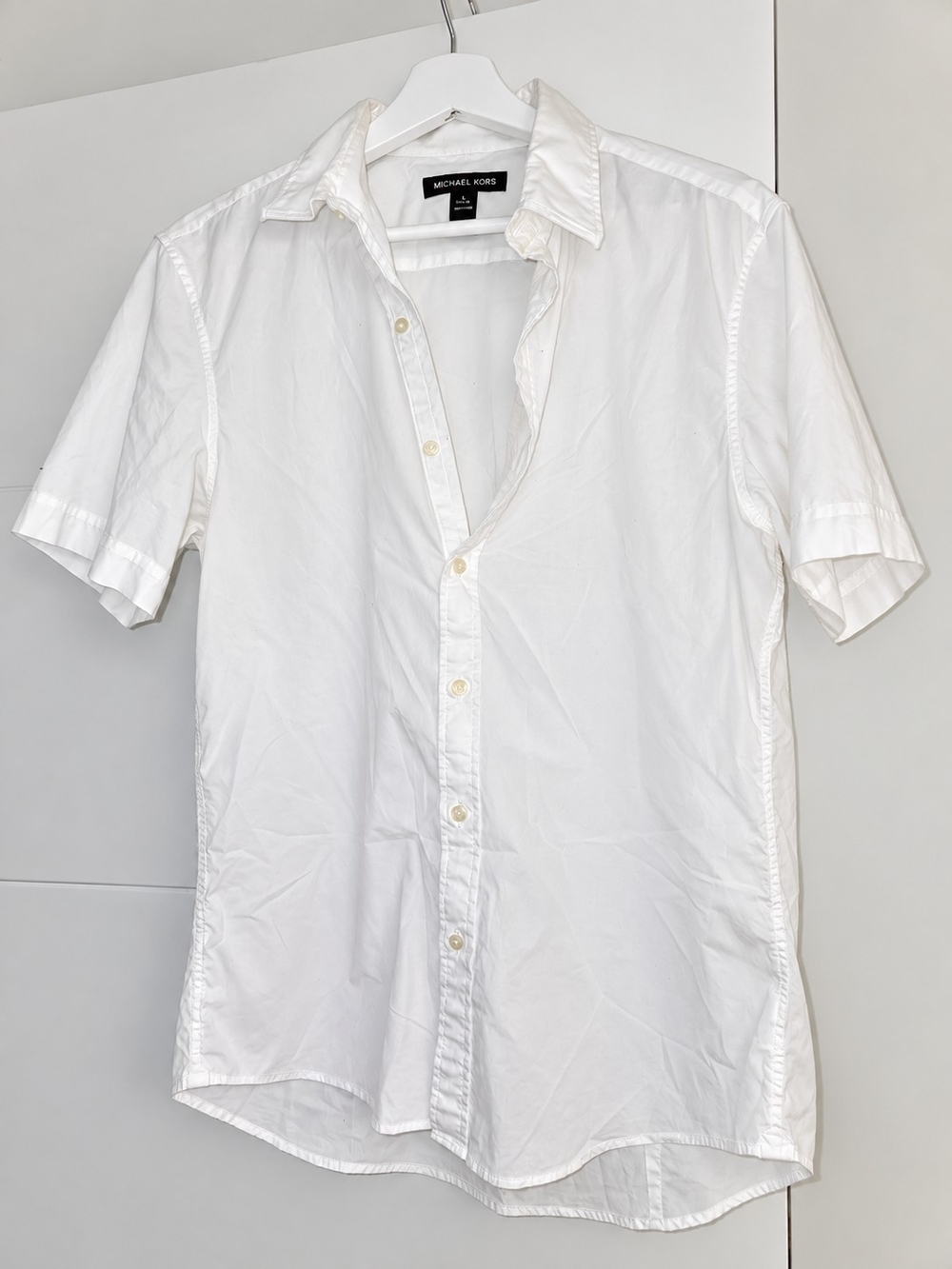 Michael Kors White Short Sleeve Button-Down Shirt